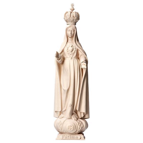 Sacro Cuore di Maria Fátima con corona - Legno di tiglio scolpito - naturale