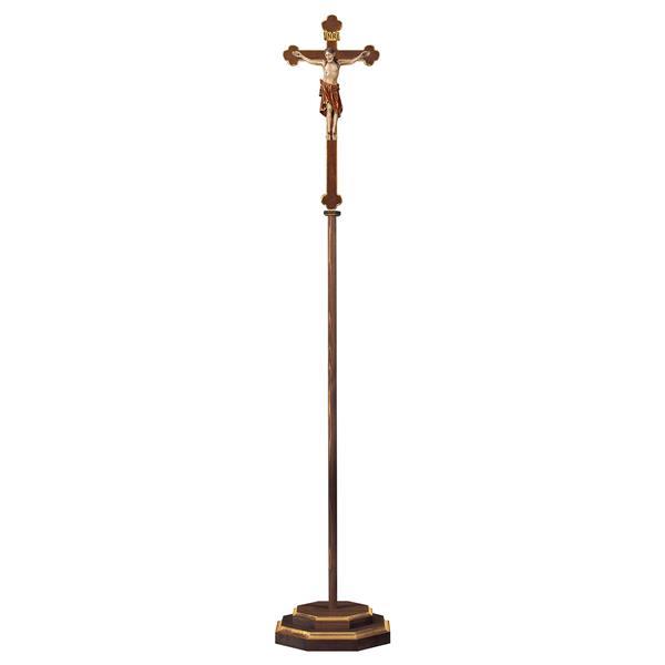 Croce astile Barocca con Corpo Romanico - Oro zecchino antico