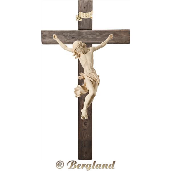 Cristo Barocco su croce "Legno vecchio" - naturale