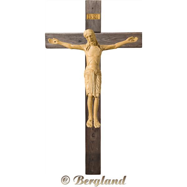 Cristo Romanico su croce "Legno vecchio" - Naturale Rovere 