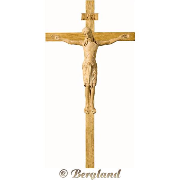 Cristo Romanico su croce in rovere - Naturale Rovere 