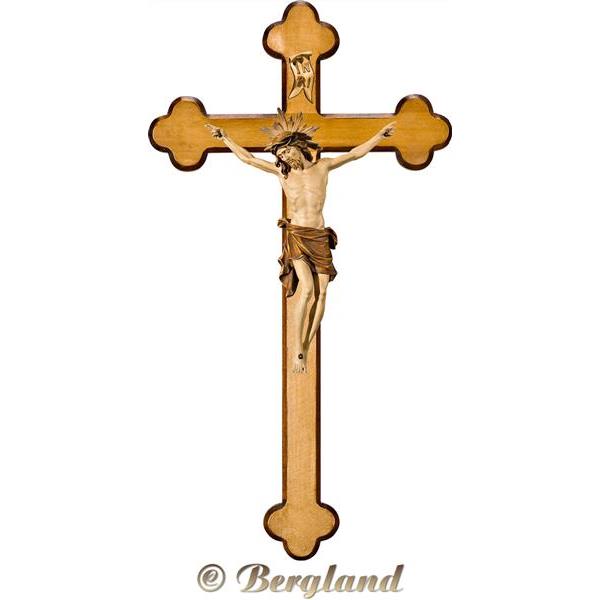 Cristo Pisa su croce barocca - brunito in più tinte